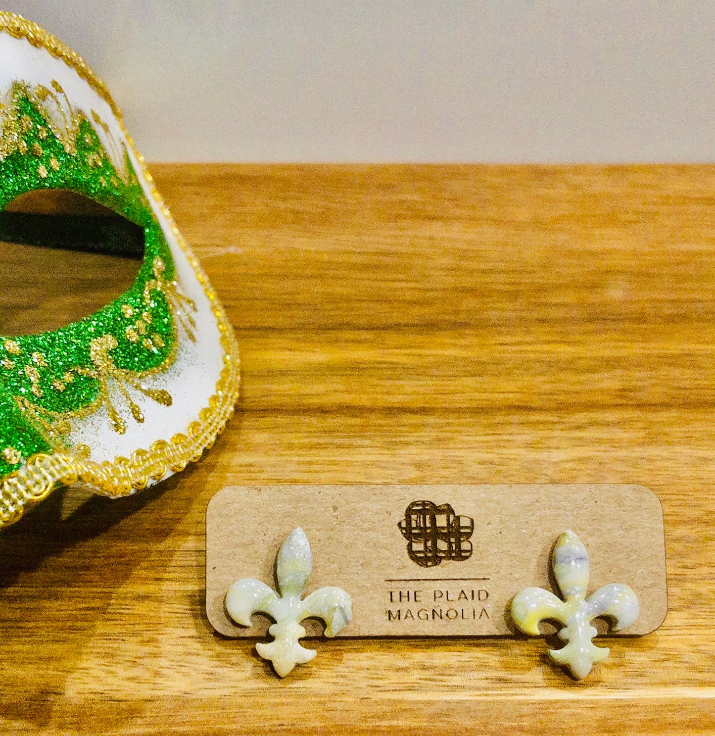 Fleur De Lis Marble Studs