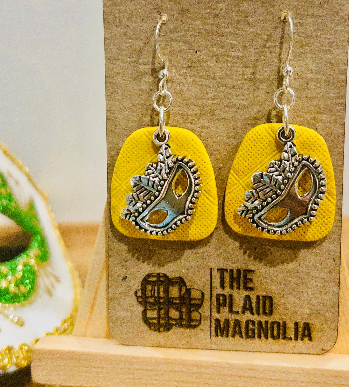 Yellow Carnival Mask Dangle