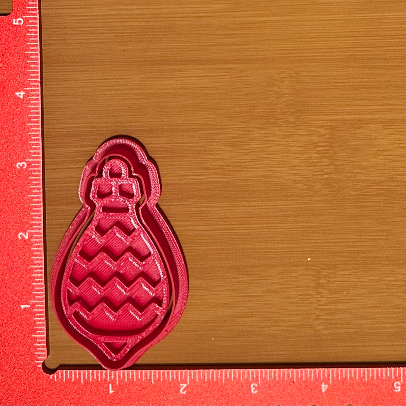 Bulb Ornament with Chevron Pattern - Custom 3D Printed Cookie Cutter + Stamp Combo