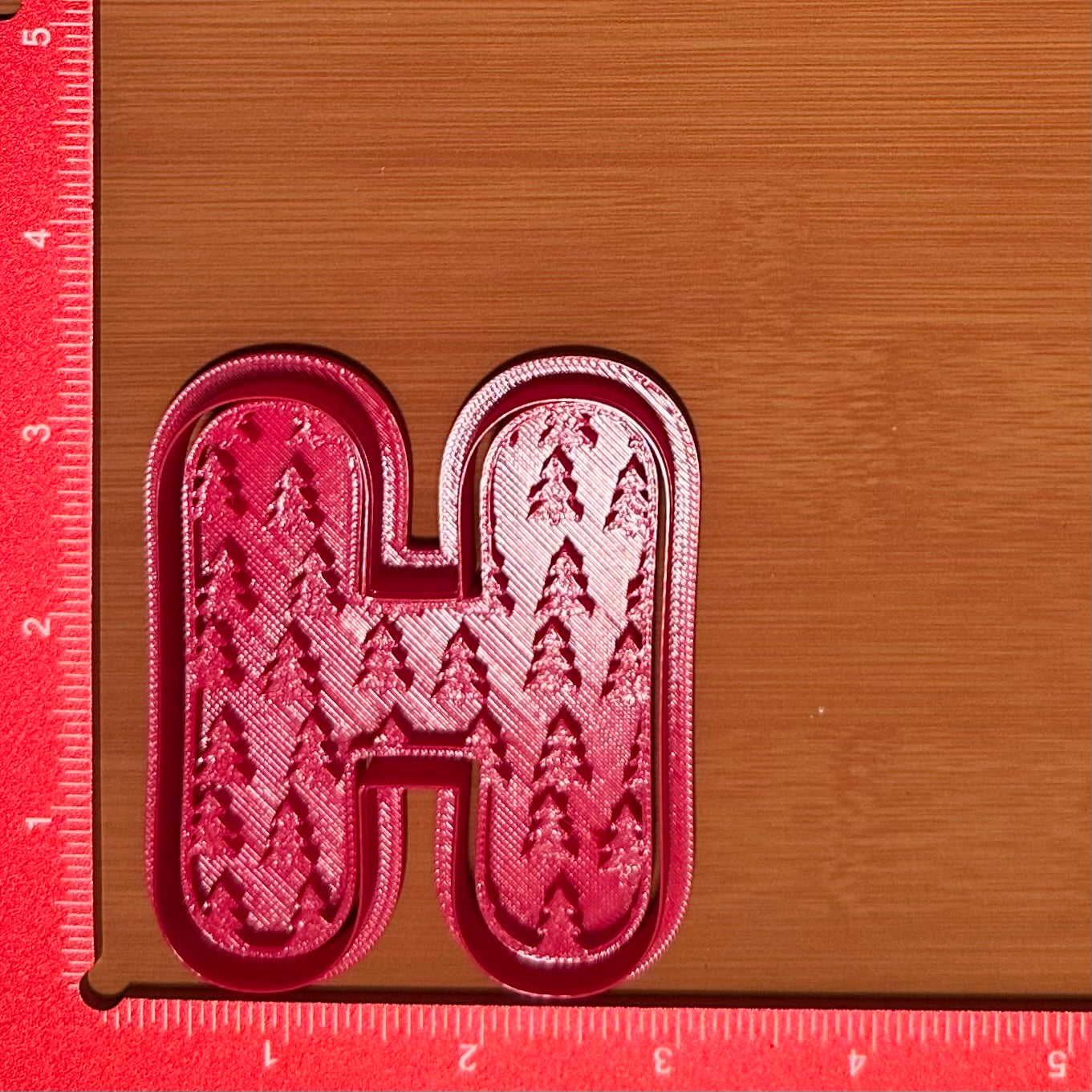 Letter with Trees Pattern - Custom 3D Printed Cookie Cutter + Stamp Combo