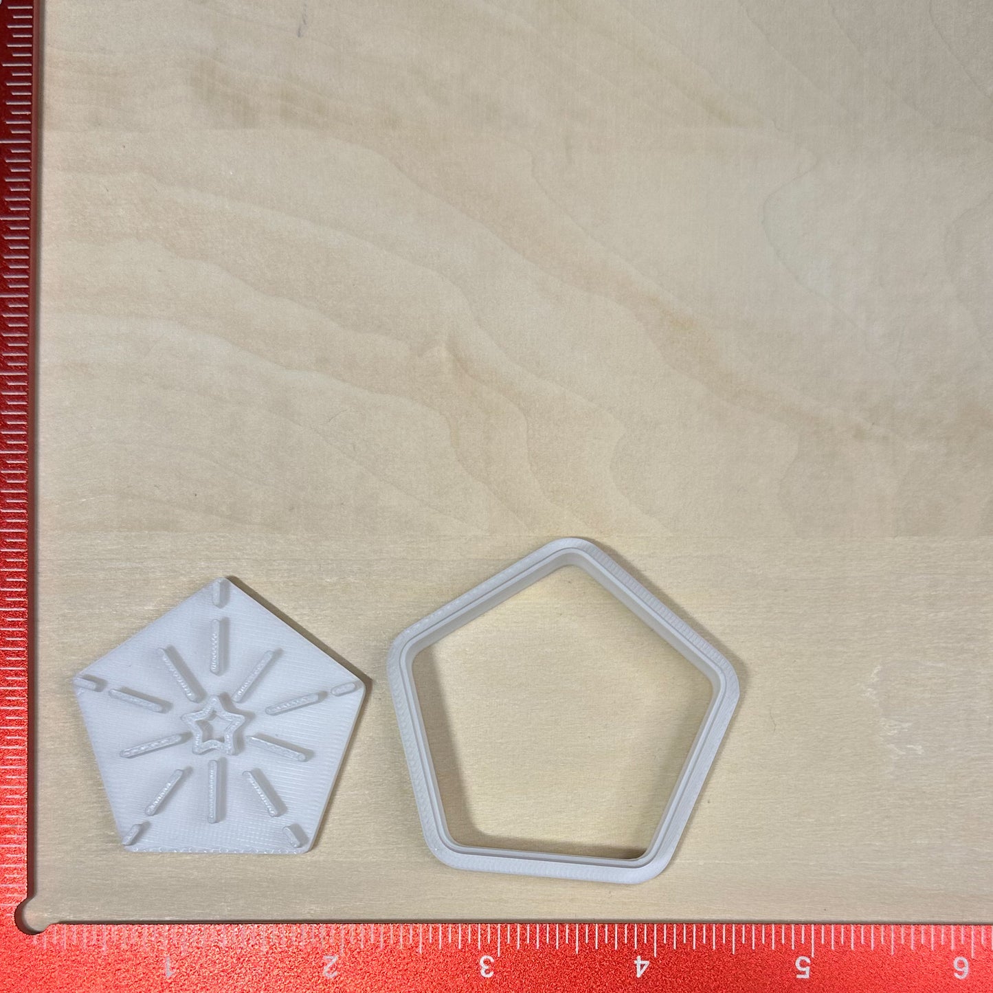 Starburst, Pentagon Shaped - Custom 3D Printed Cookie Cutter + Stamp Combo