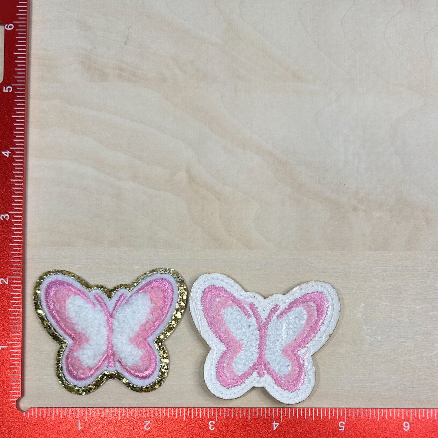 Butterfly, Pink & White - Chenille Patch