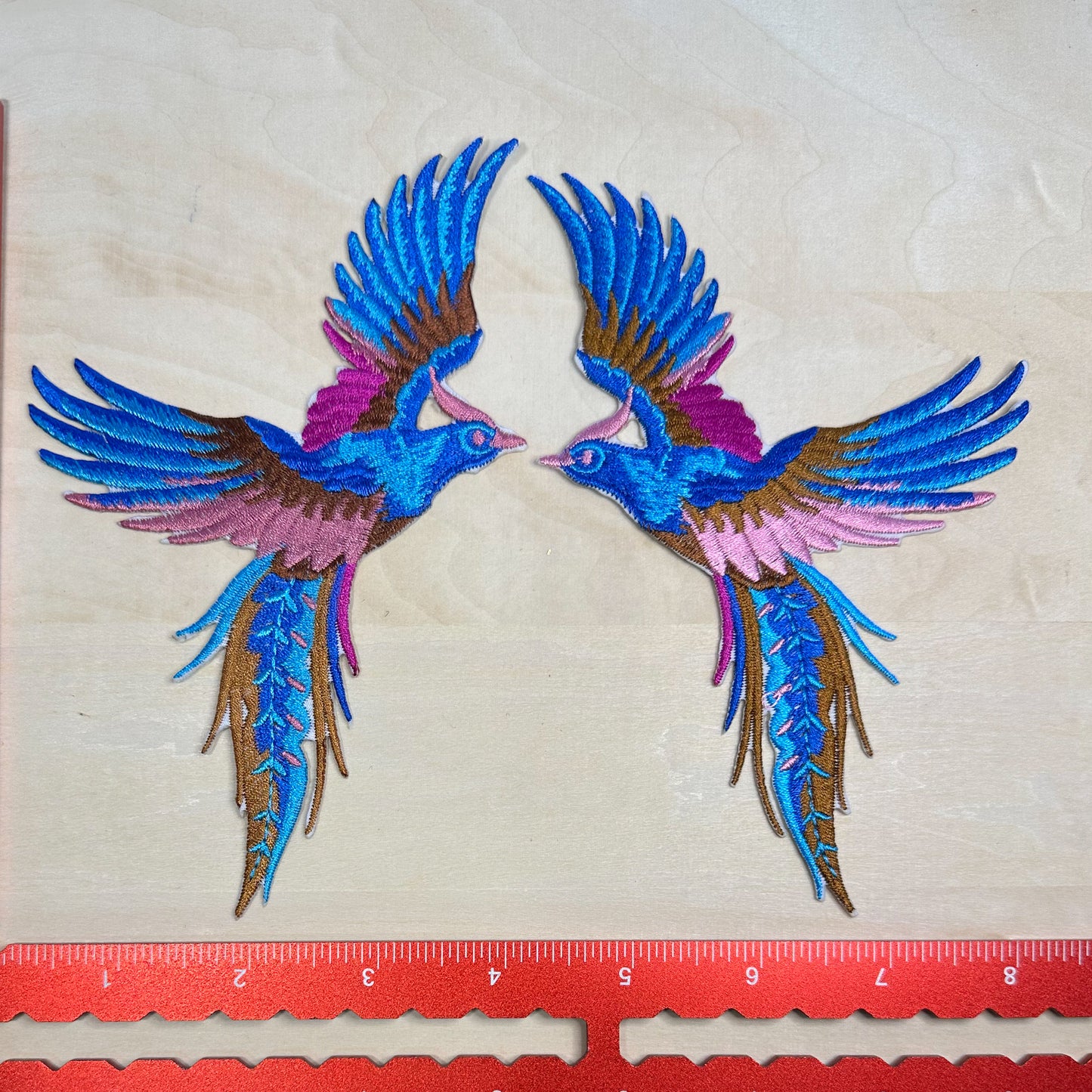 Exotic Blue Birds - Embroidered Patch