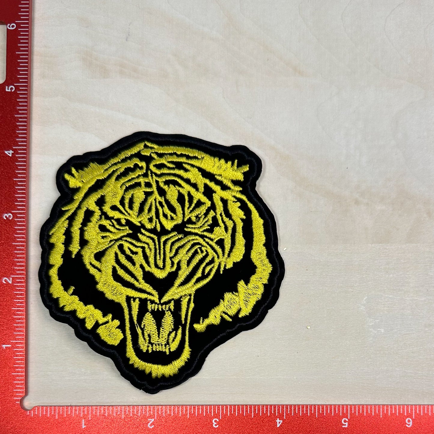 Tiger Head, Black and Yellow - Embroidered Patch