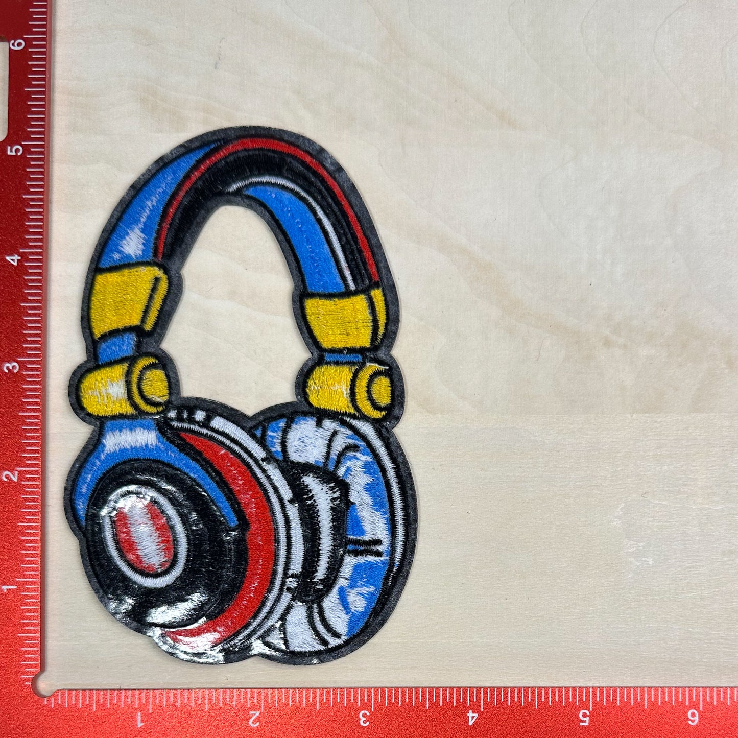 Headphones, Blue - Embroidered Patch