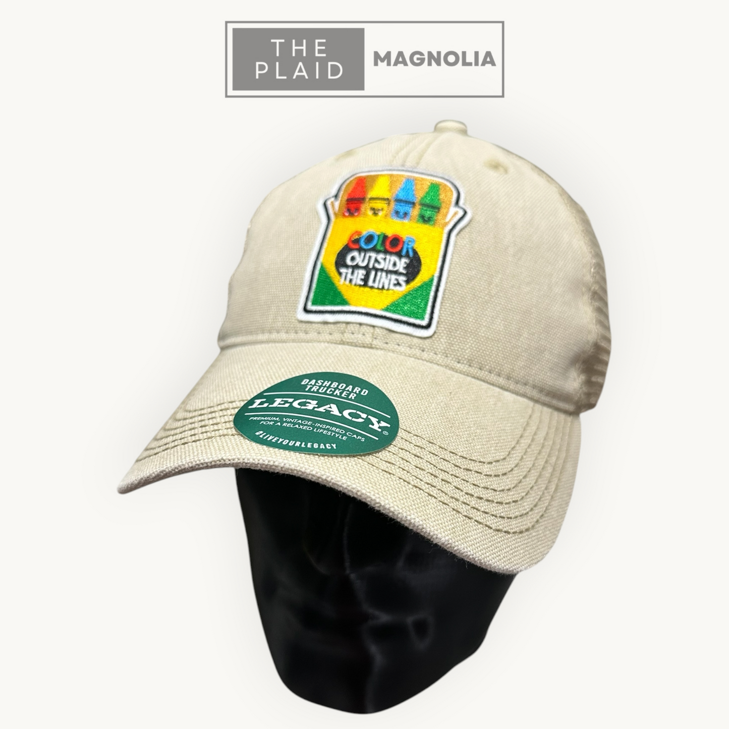 Color Outside the Lines | Legacy Dashboard Trucker Hat | Tan Khaki Cap