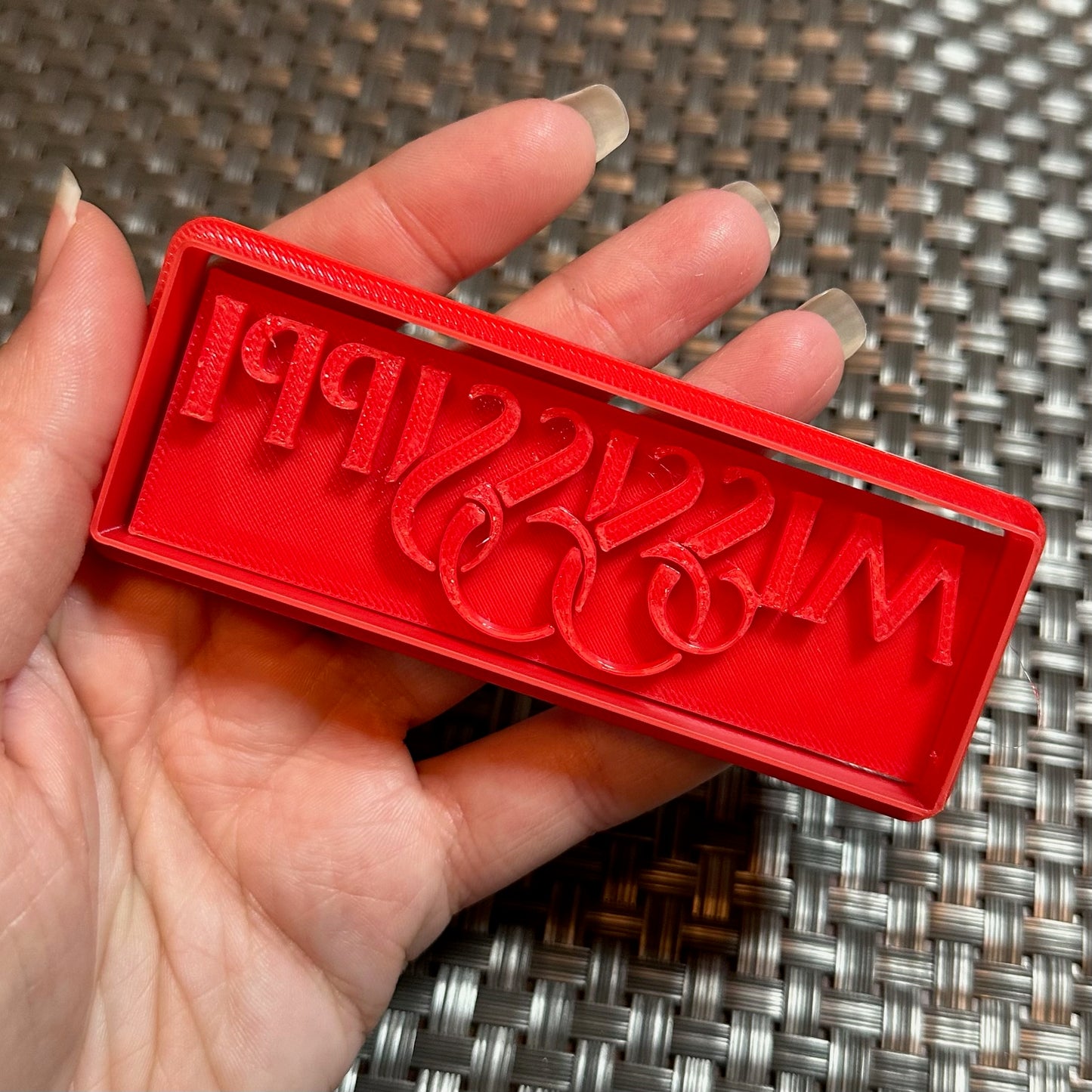 Mississippi Text - Custom 3D Printed Cookie Cutter + Stamp Combo