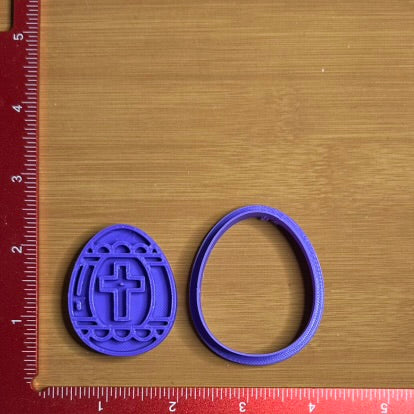 Easter Egg with Cross - Custom 3D Printed Cookie Cutter + Stamp Combo