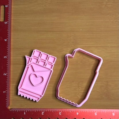 Chocolate Bar - Custom 3D Printed Cookie Cutter + Stamp Combo