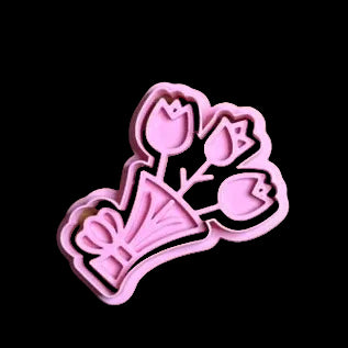 Bouquet of Flowers - Custom 3D Printed Cookie Cutter + Stamp Combo