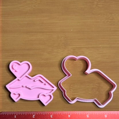 Lips with Hearts - Custom 3D Printed Cookie Cutter + Stamp Combo