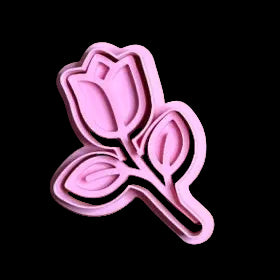 Stemmed Tulip - Custom 3D Printed Cookie Cutter + Stamp Combo