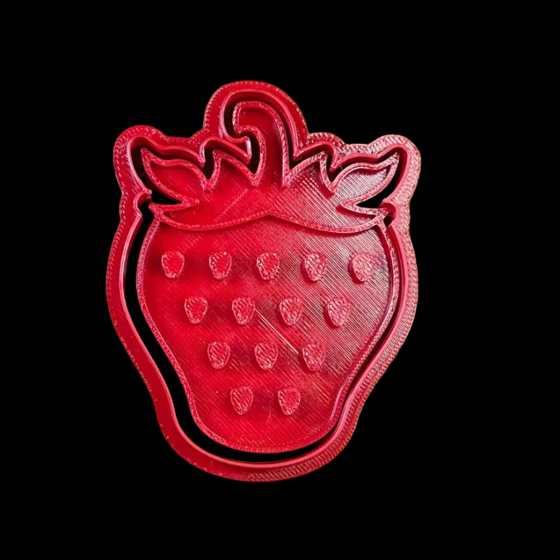 Strawberry - Custom 3D Printed Cookie Cutter + Stamp Combo