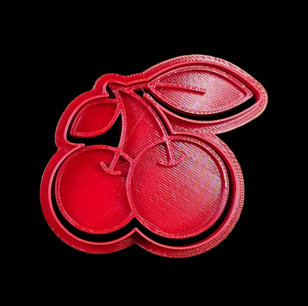 Cherries - Custom 3D Printed Cookie Cutter + Stamp Combo