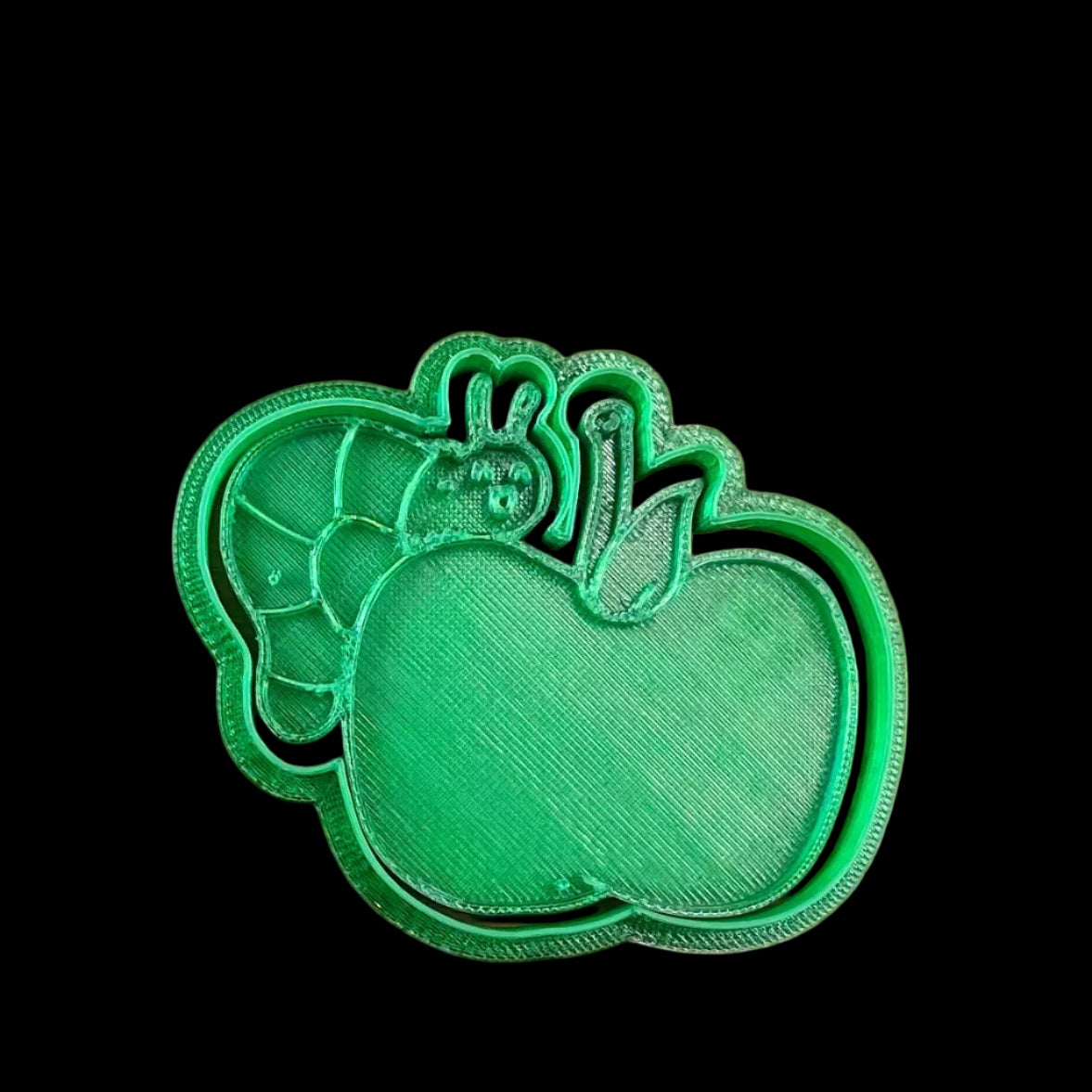 Worm on Apple - Custom 3D Printed Cookie Cutter + Stamp Combo