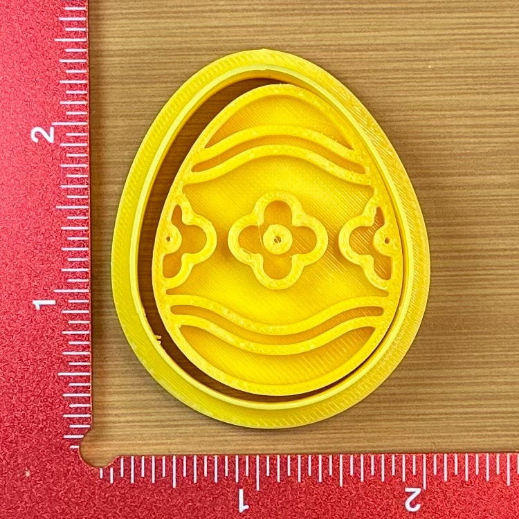 Easter Egg with Flowers - Custom 3D Printed Cookie Cutter + Stamp Combo