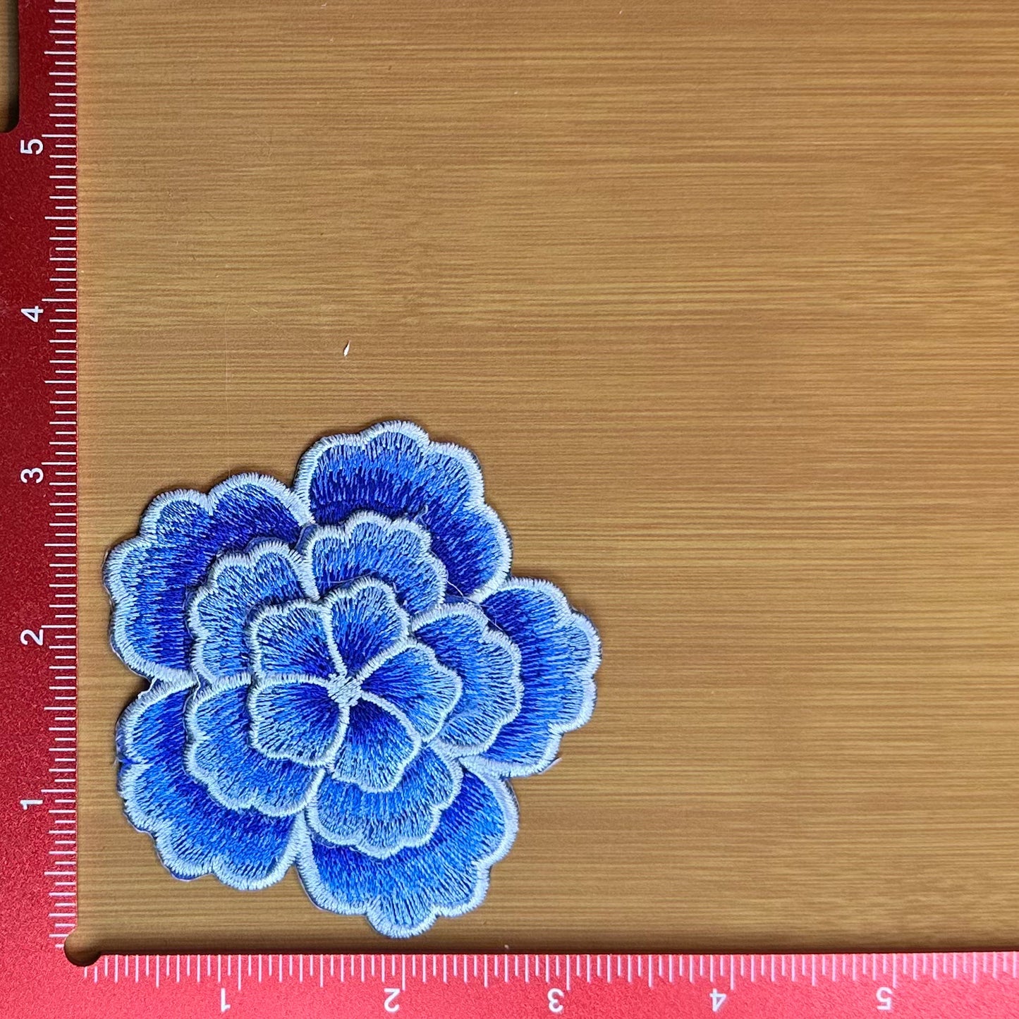 Layered Flower - Royal Blue - Embroidered Patch