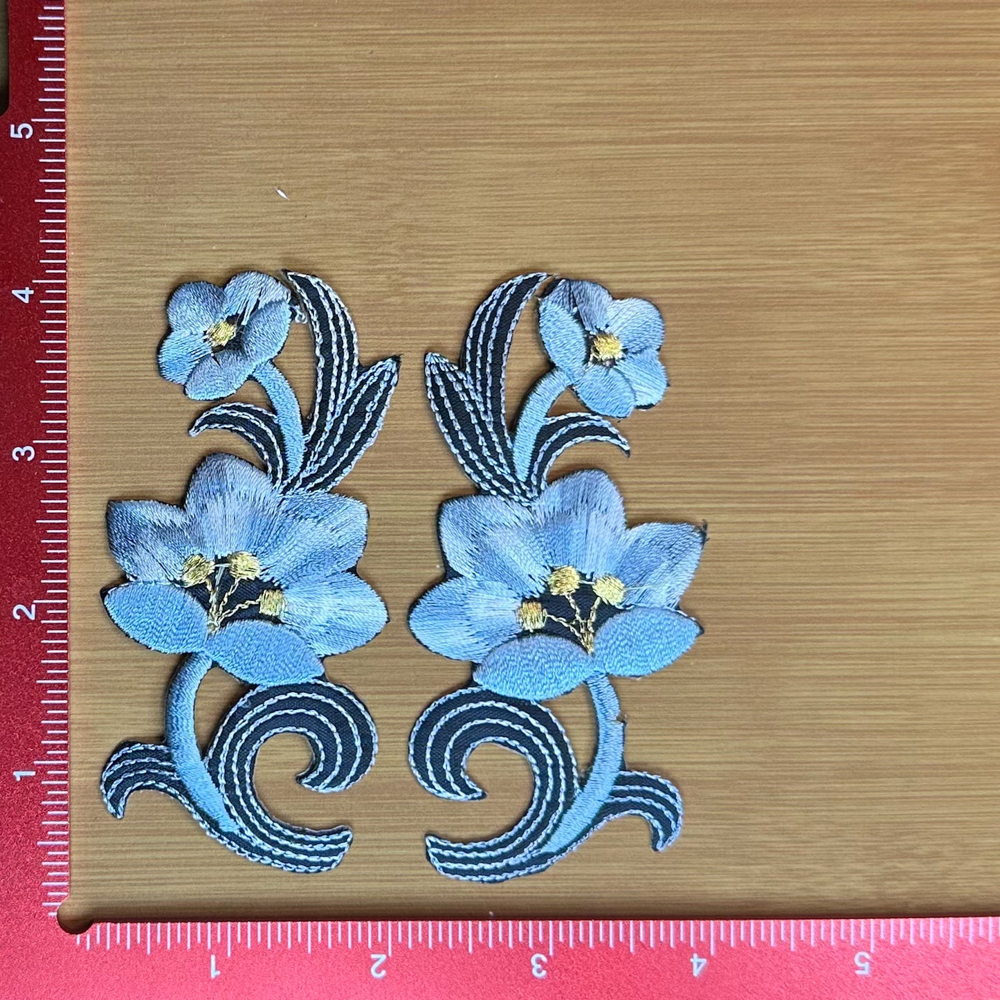 Stemmed Flower - Gray - Embroidered Patch