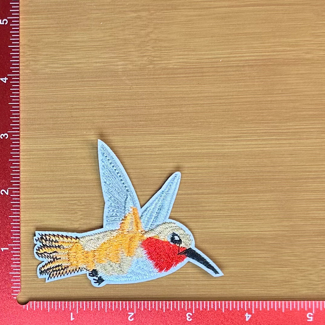 Orange Hummingbird - Embroidered Patch