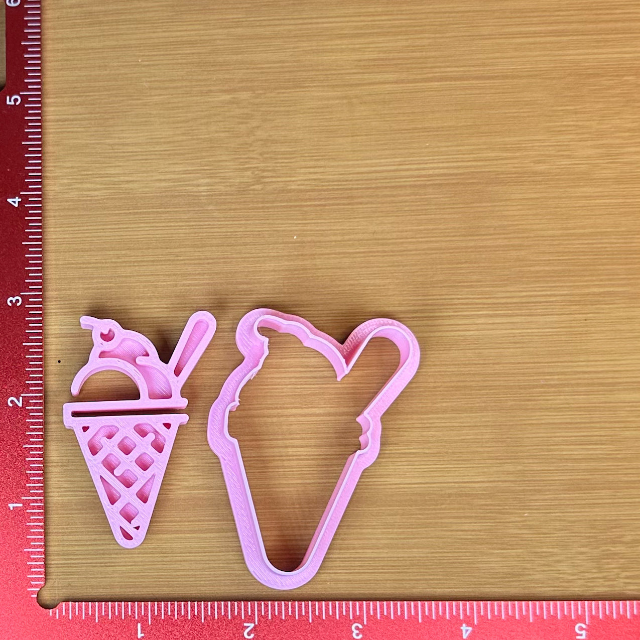 Ice Cream Cone - Custom 3D Printed Cookie Cutter + Stamp Combo