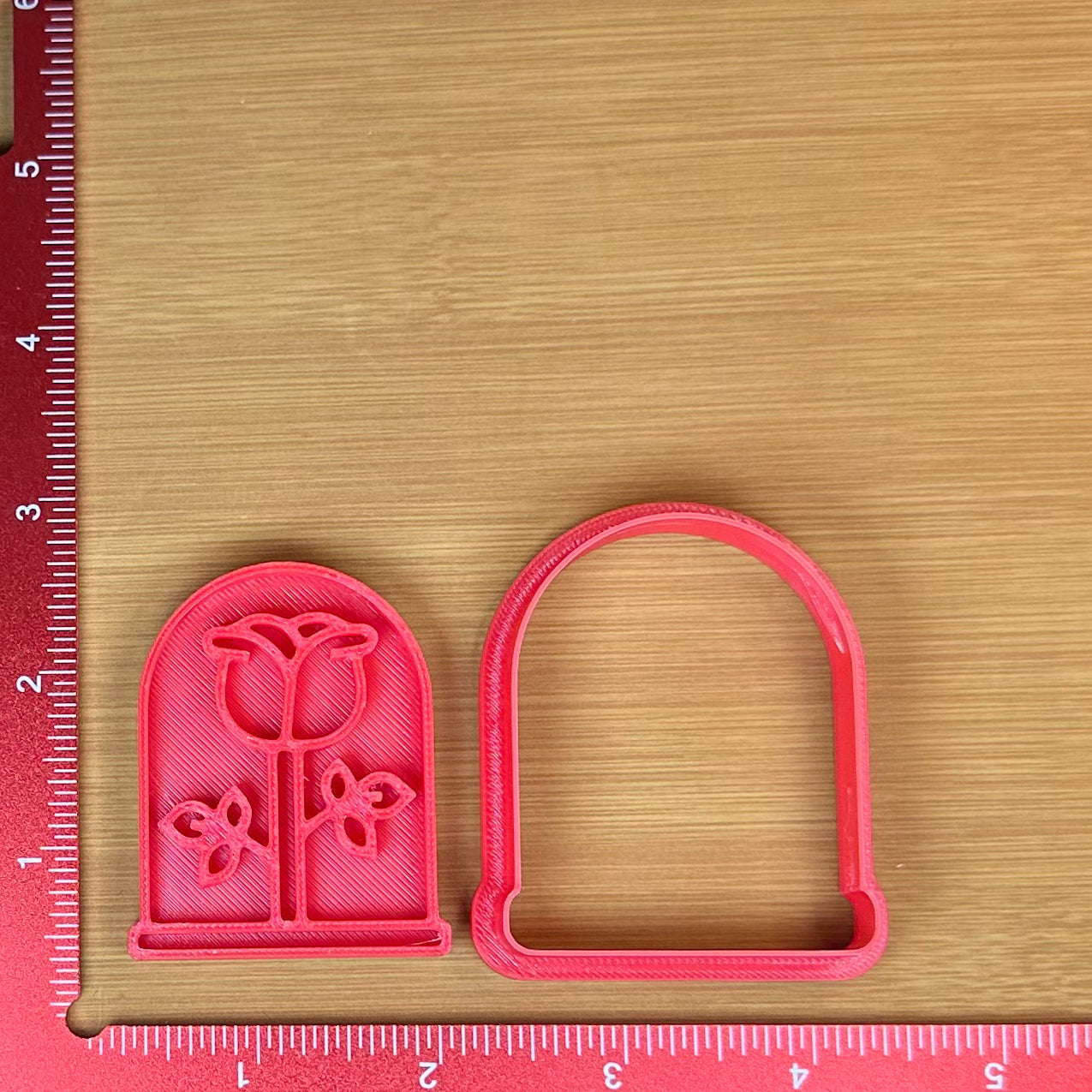 Rose in Cloche - Custom 3D Printed Cookie Cutter + Stamp Combo