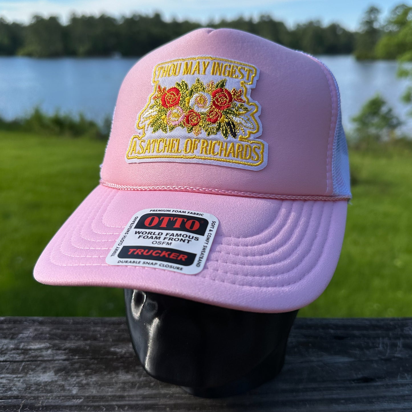 Satchel of Richards | Pink & White Otto Foam Front Rope Trucker Hat