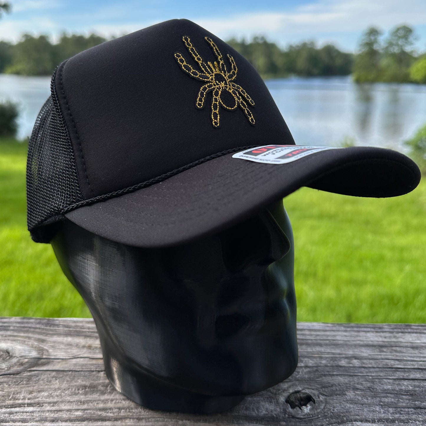 Black & Gold Spider | All Black Otto Foam Front Rope Trucker Hat