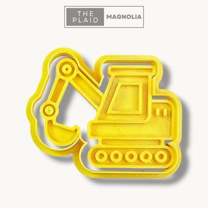 Excavator - Custom 3D Printed Cookie Cutter + Stamp Combo