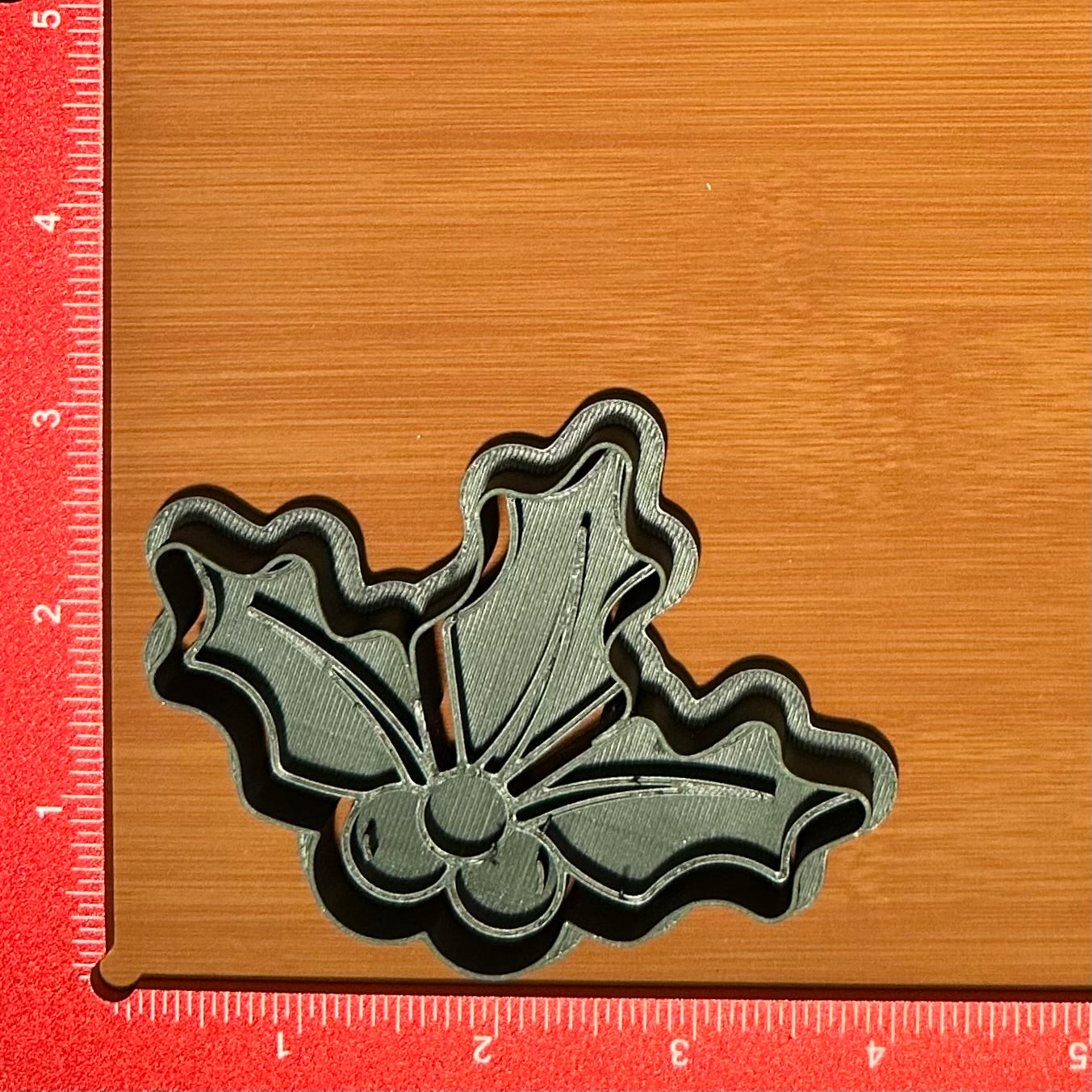 Holly with Berries - Custom 3D Printed Cookie Cutter + Stamp Combo