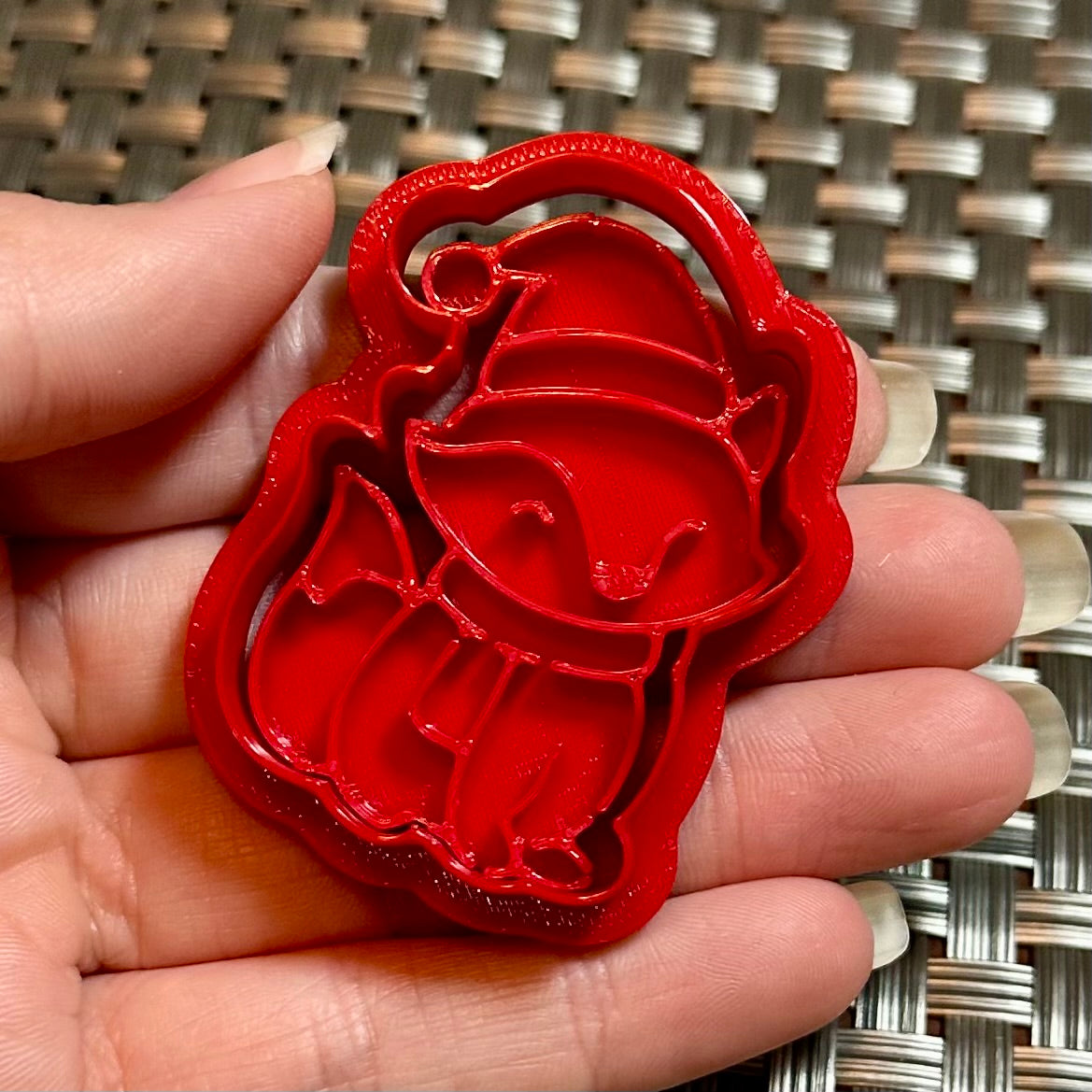 Christmas Fox - Custom 3D Printed Cookie Cutter + Stamp Combo