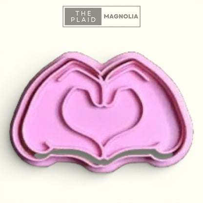 Heart Hands - Custom 3D Printed Cookie Cutter + Stamp Combo