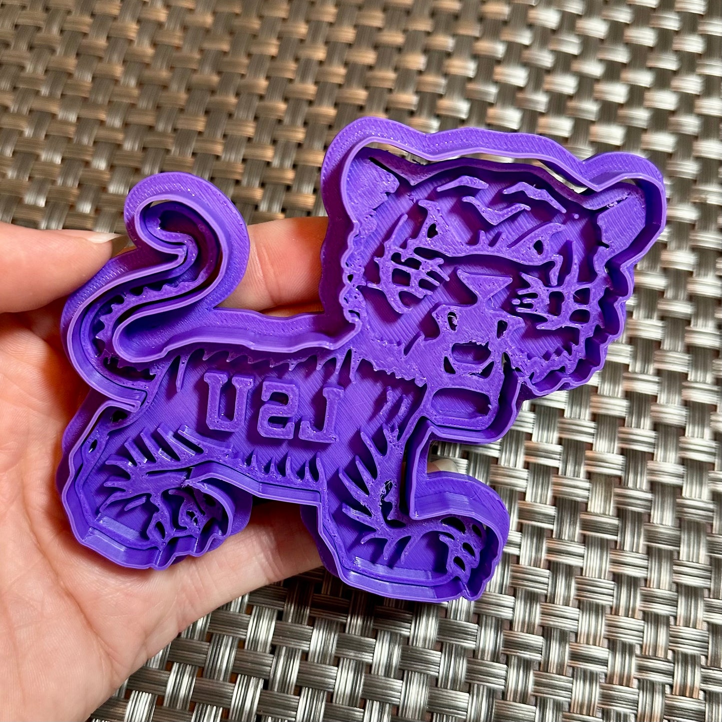 Retro LSU Tiger- Custom 3D Printed Cookie Cutter + Stamp Combo