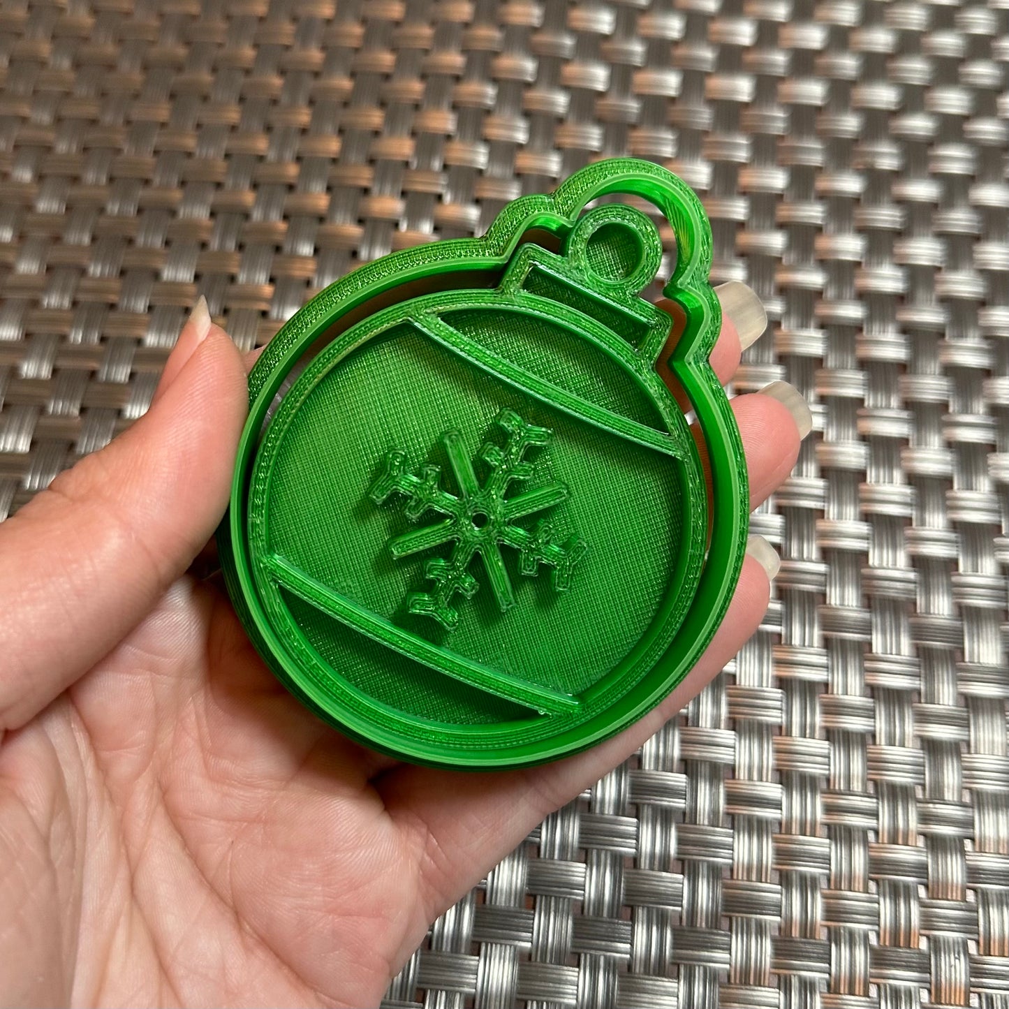 Round Ornament with Big Snowflake - Custom 3D Printed Cookie Cutter + Stamp Combo