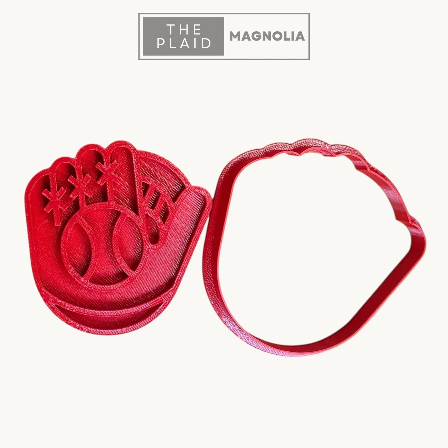 Glove with Ball - Custom 3D Printed Cookie Cutter + Stamp Combo