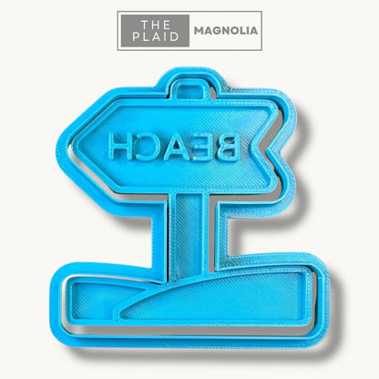 Beach Sign - Custom 3D Printed Cookie Cutter + Stamp Combo