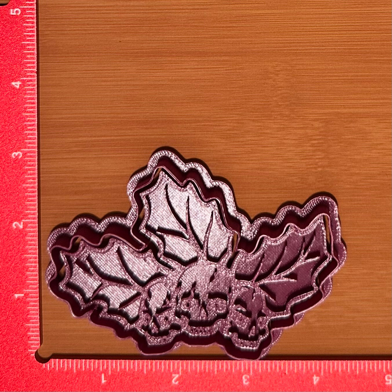 Skull Holly Leaves - Custom 3D Printed Cookie Cutter + Stamp Combo