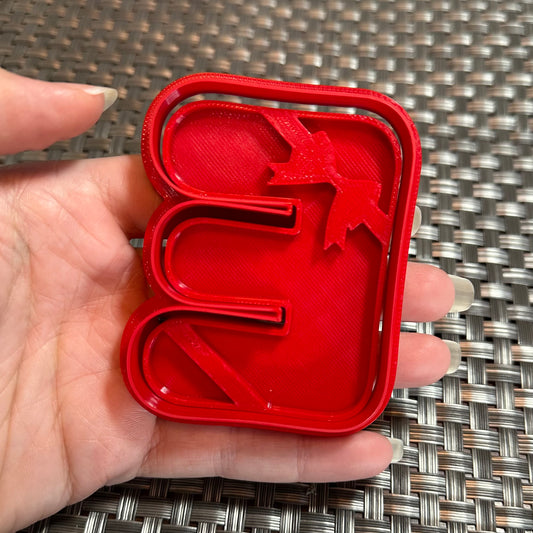 Letter with Ribbon and Bow Pattern - Custom 3D Printed Cookie Cutter + Stamp Combo