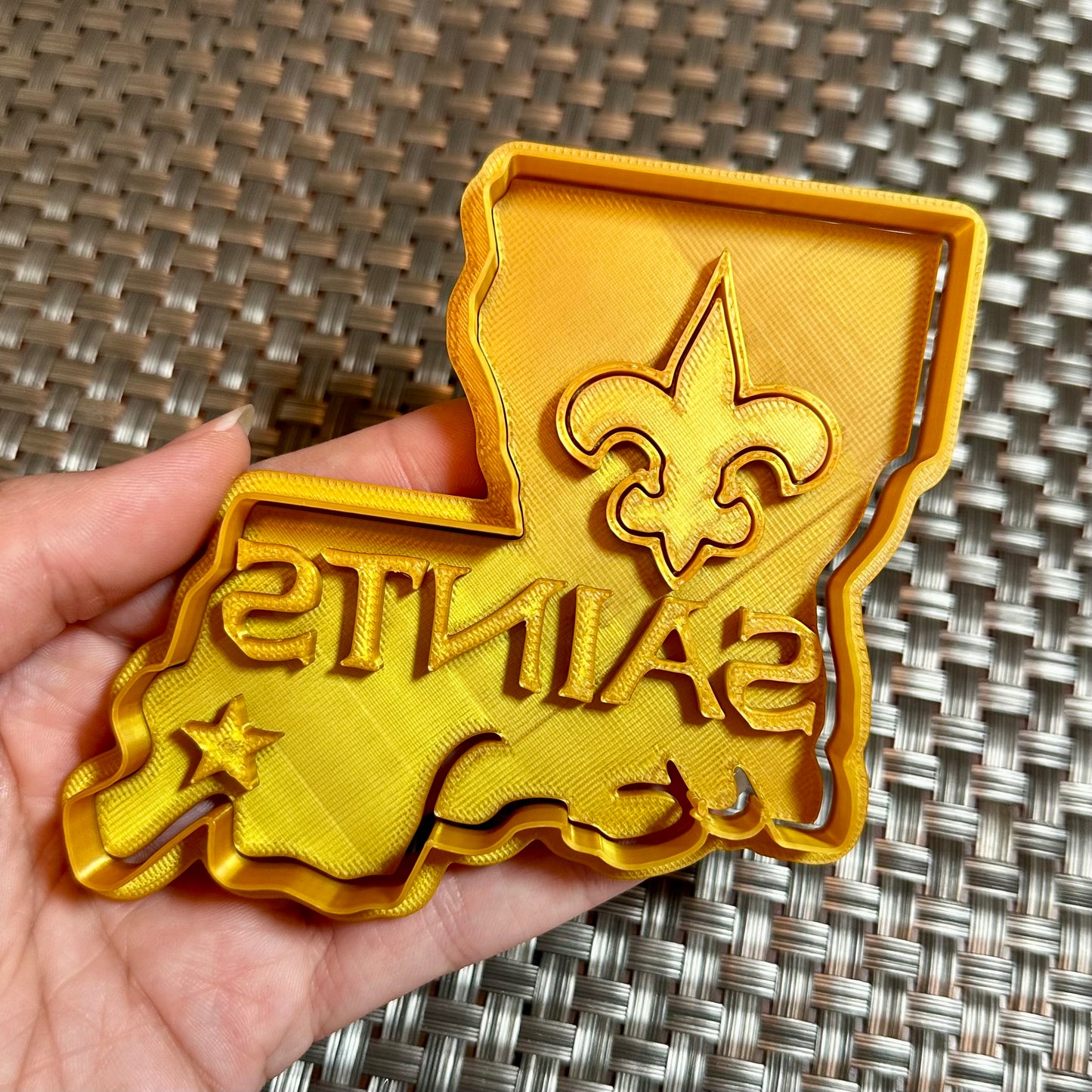 Saints Louisiana State Outline - Custom 3D Printed Cookie Cutter + Stamp Combo