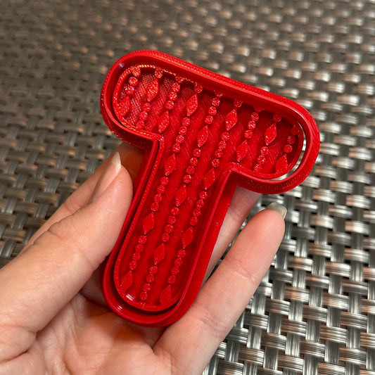Letter with Garland Pattern - Custom 3D Printed Cookie Cutter + Stamp Combo