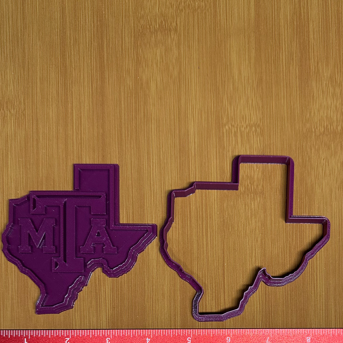 Texas A&M State Outline - Custom 3D Printed Cookie Cutter + Stamp Combo