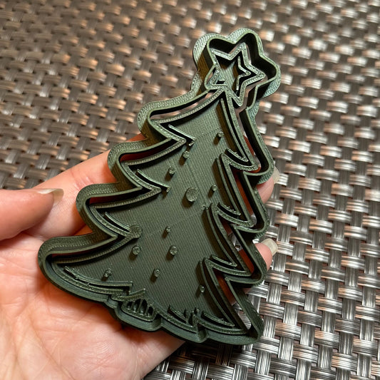 Christmas Tree with Star - Custom 3D Printed Cookie Cutter + Stamp Combo