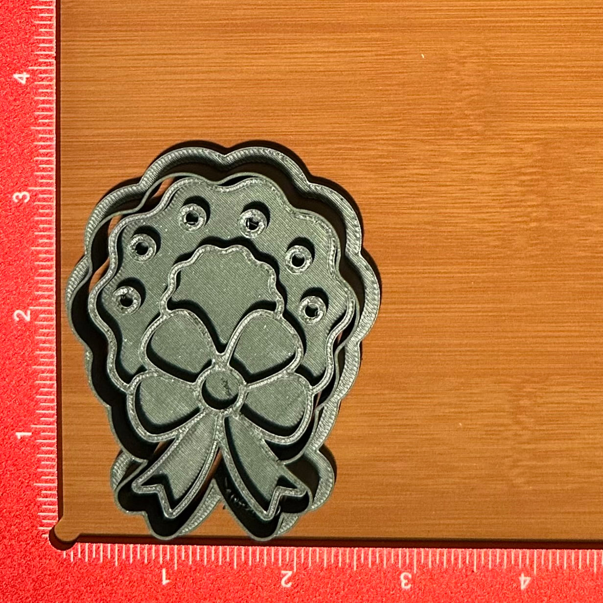 Wreath with Ribbon - Custom 3D Printed Cookie Cutter + Stamp Combo