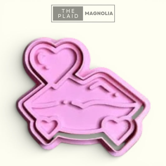 Lips with Hearts - Custom 3D Printed Cookie Cutter + Stamp Combo