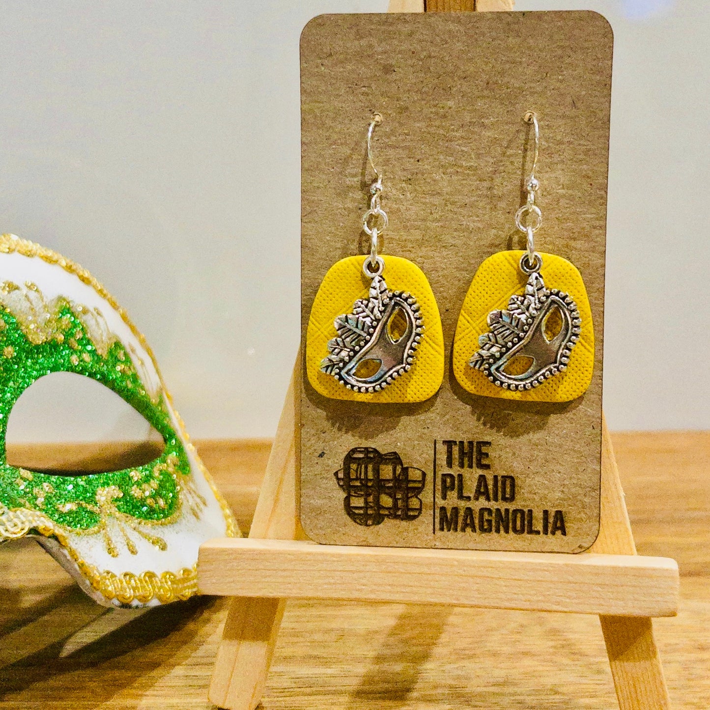 Yellow Carnival Mask Dangle