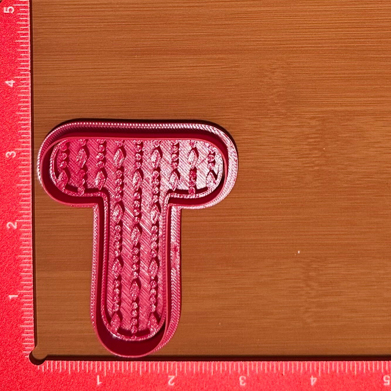 Letter with Garland Pattern - Custom 3D Printed Cookie Cutter + Stamp Combo