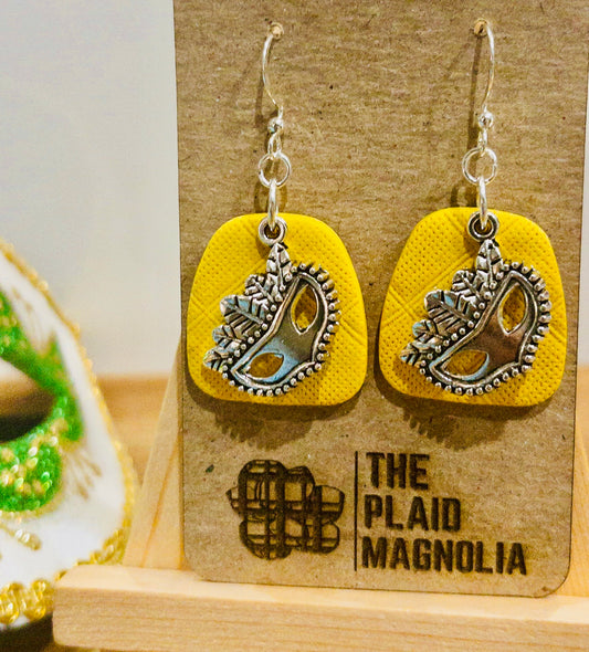 Yellow Carnival Mask Dangle