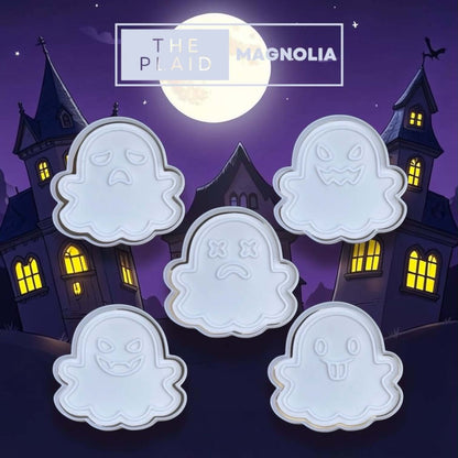 Cute Ghosts, Set 1 - Custom 3D Printed Cookie Cutter + Stamp Combo