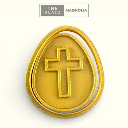 Golden Egg with Cross - Custom 3D Printed Cookie Cutter + Stamp Combo