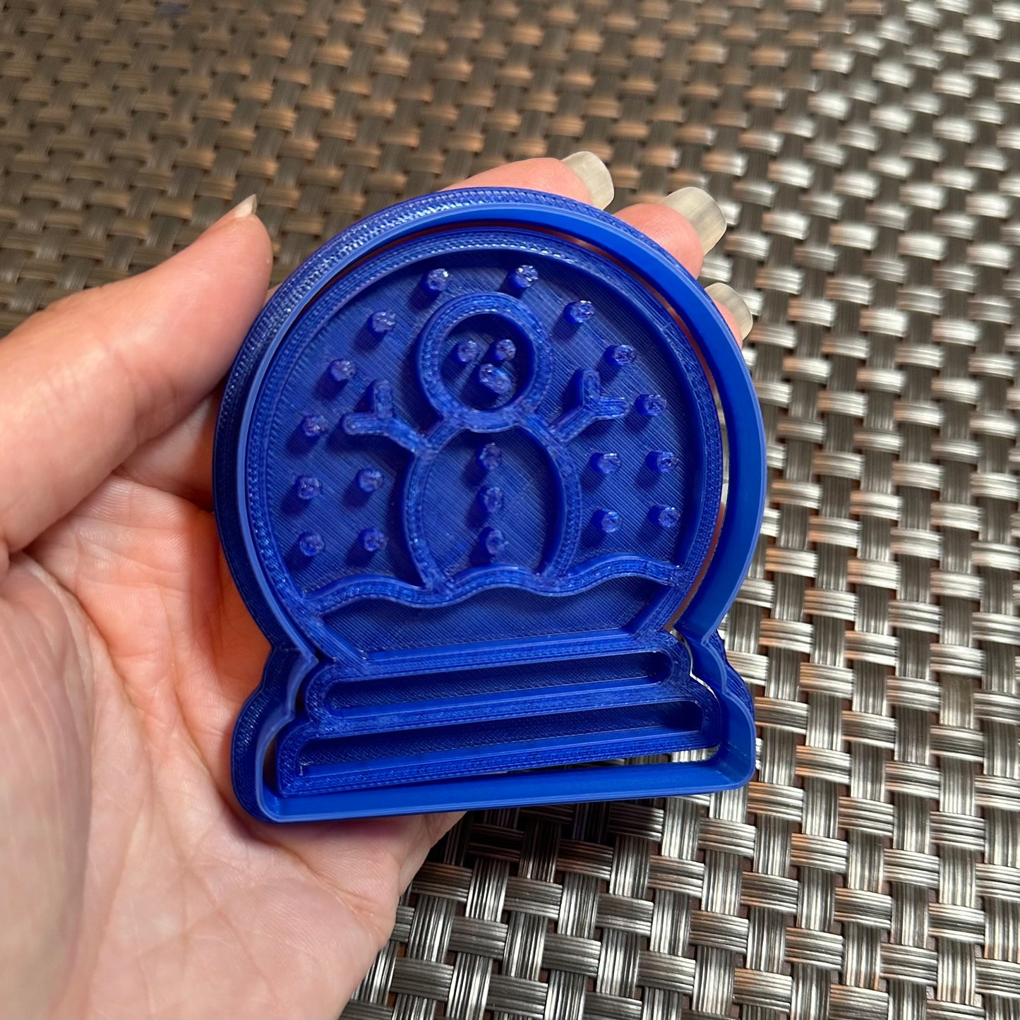 Snow Globe with Snowman - Custom 3D Printed Cookie Cutter + Stamp Combo