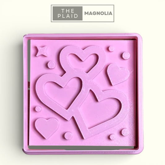 Heart Pattern - Custom 3D Printed Cookie Cutter + Stamp Combo